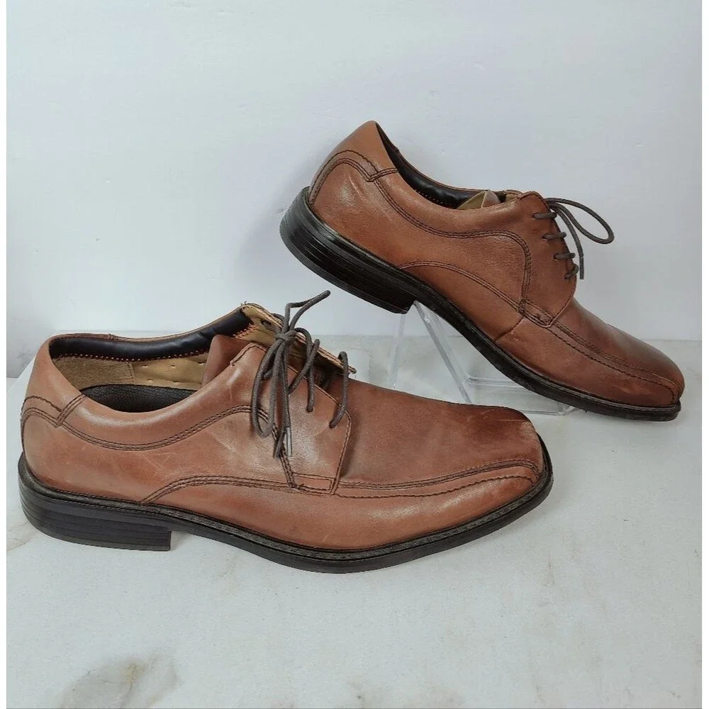 Dockers Men's Brown Leather Bicycle Toe Lace Up Oxford Dress Shoes, Sz 12